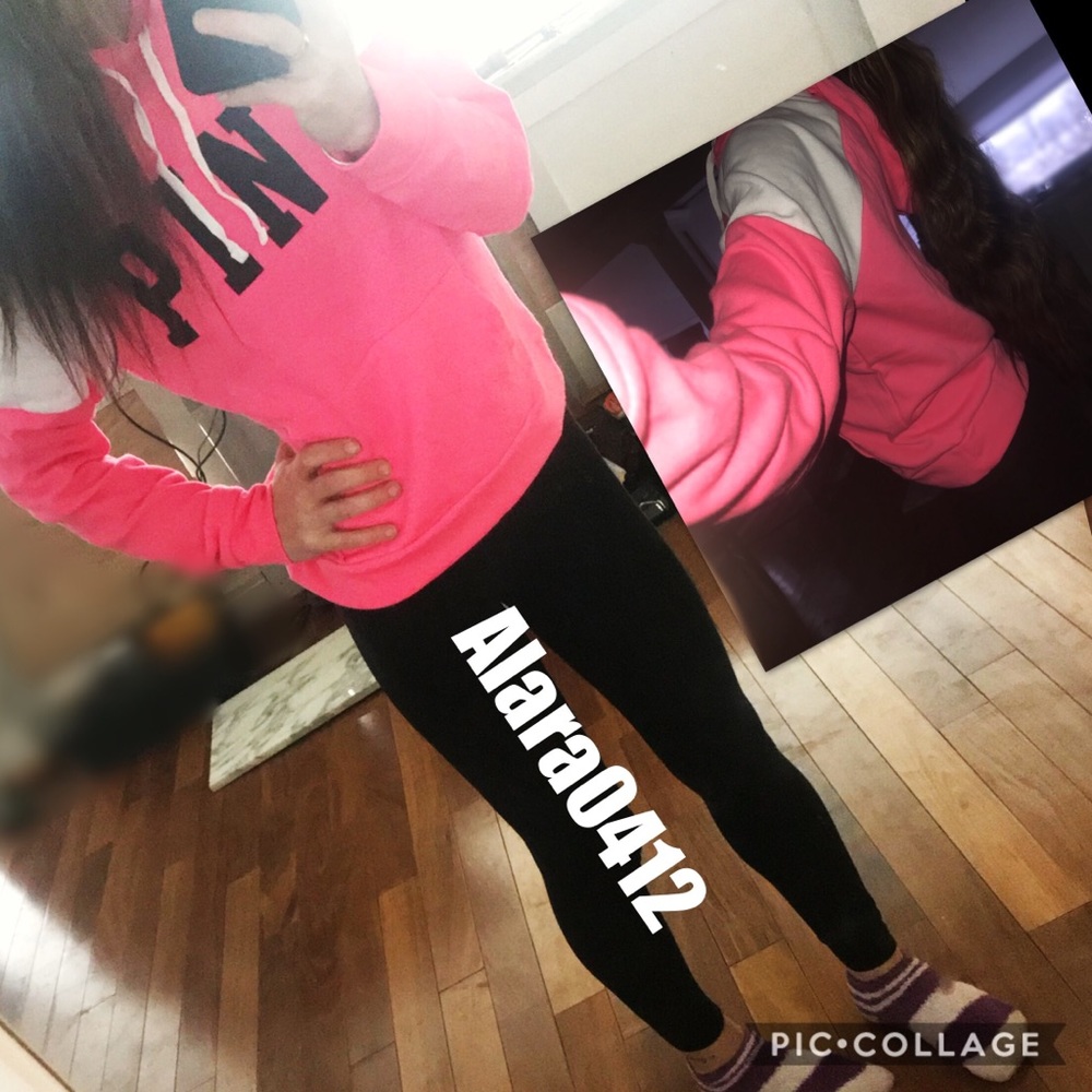 VS PINK XS & S NIP SWEATSHIRT GRAPHIC HOODIE